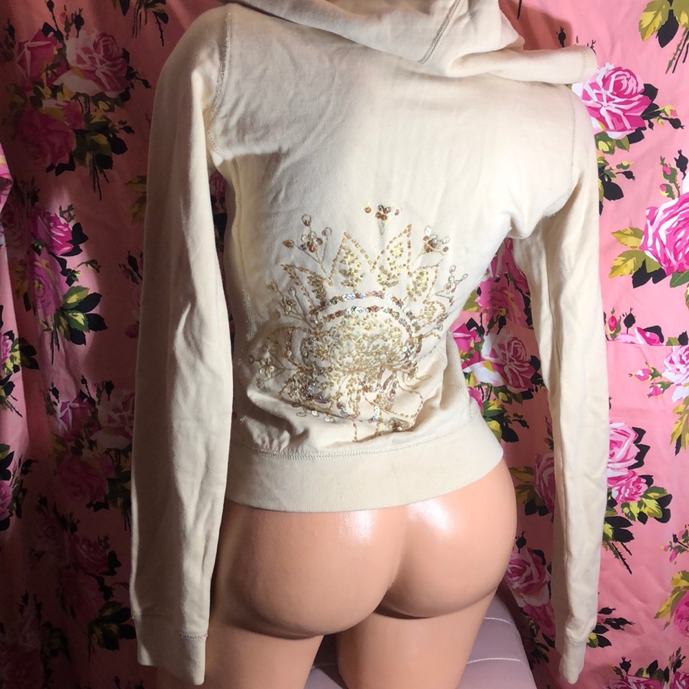 Twisted heart beige gold sunflower hoodie jacket S